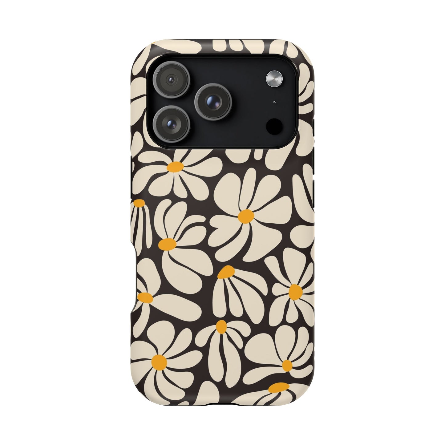 Black Retro Flowers iPhone Case