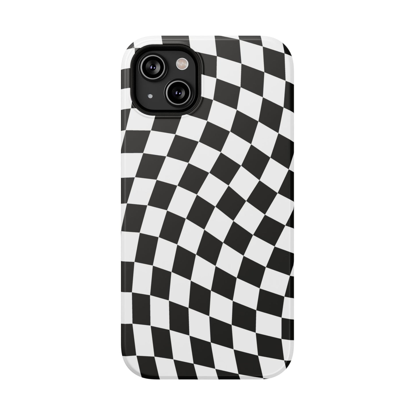 Black Wavy Checkered iPhone Case