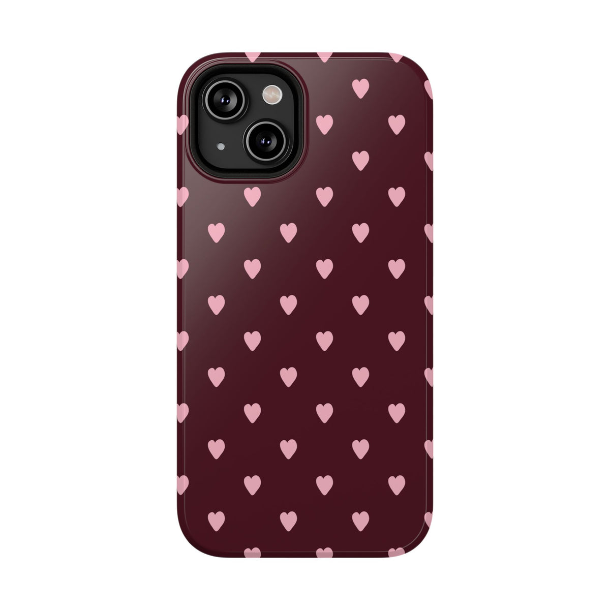 Burgundy & Pink Little Hearts iPhone Case
