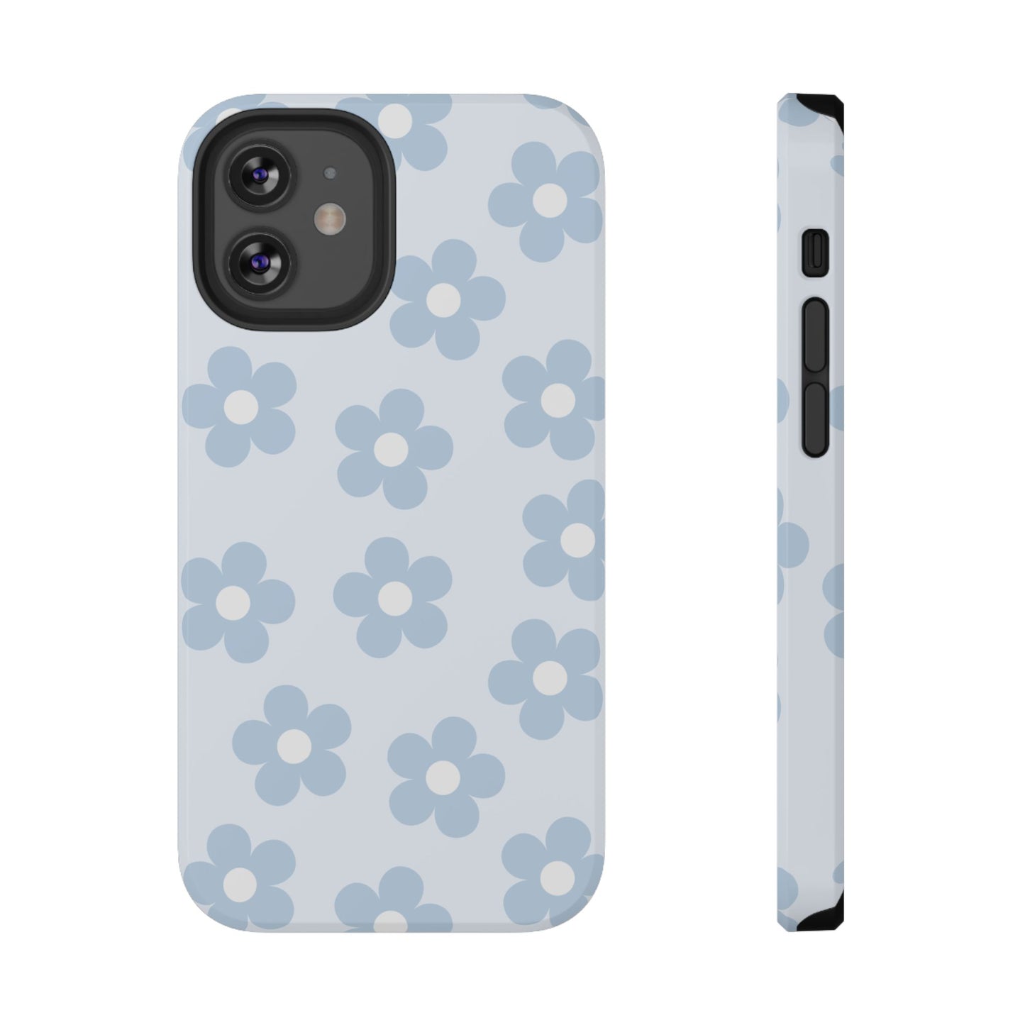 Light Blue Retro Flowers iPhone Case