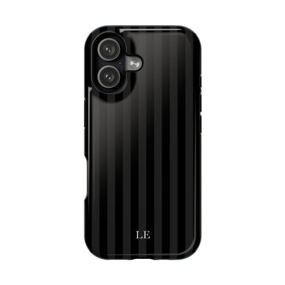 Custom Initials Black Stripes iPhone Case