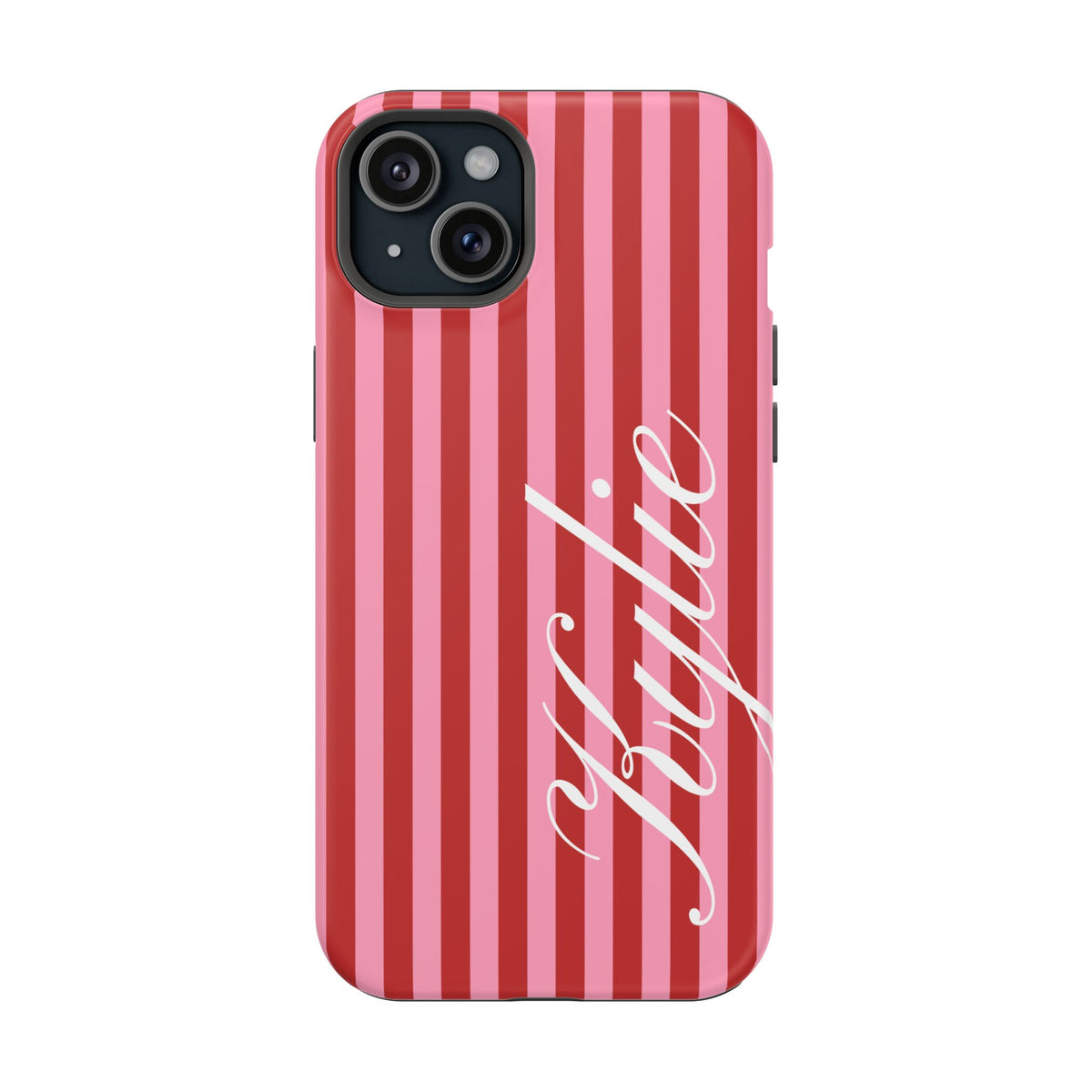 Personalized Cherry Blush Stripes iPhone Case