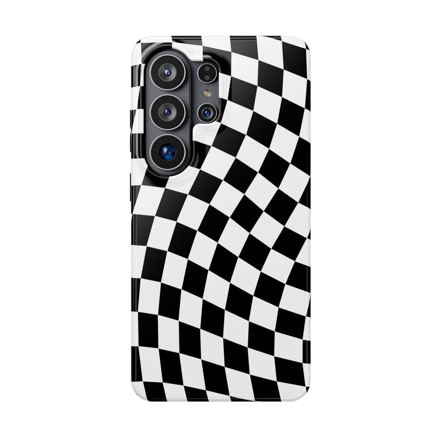 Black Wavy Checkered Samsung Case