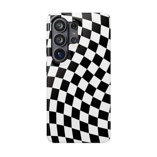 Black Wavy Checkered Samsung Case