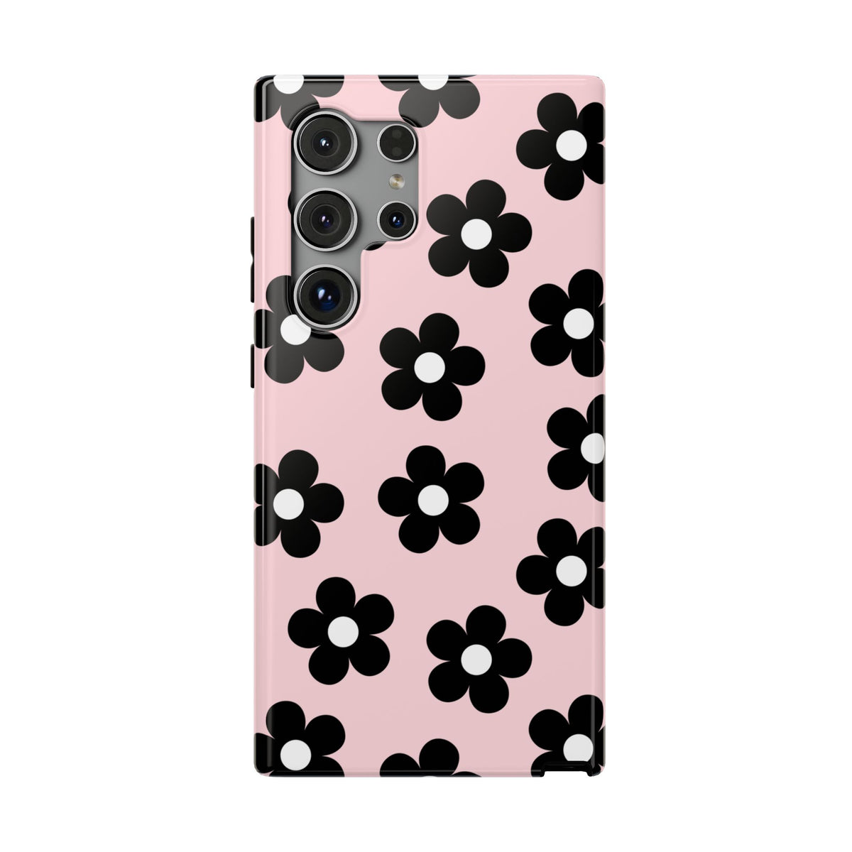 Pink & Black Retro Flowers Samsung Case