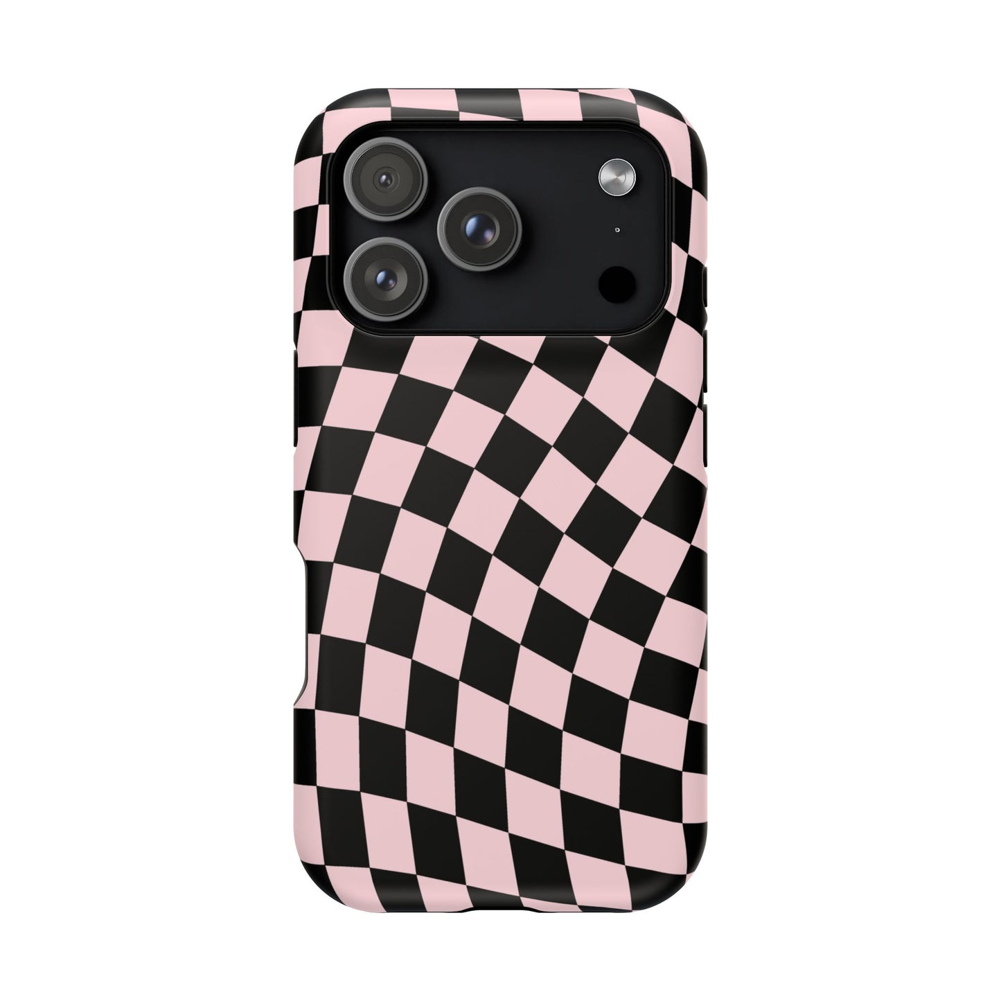 Pink & Black Wavy Checkered iPhone Case