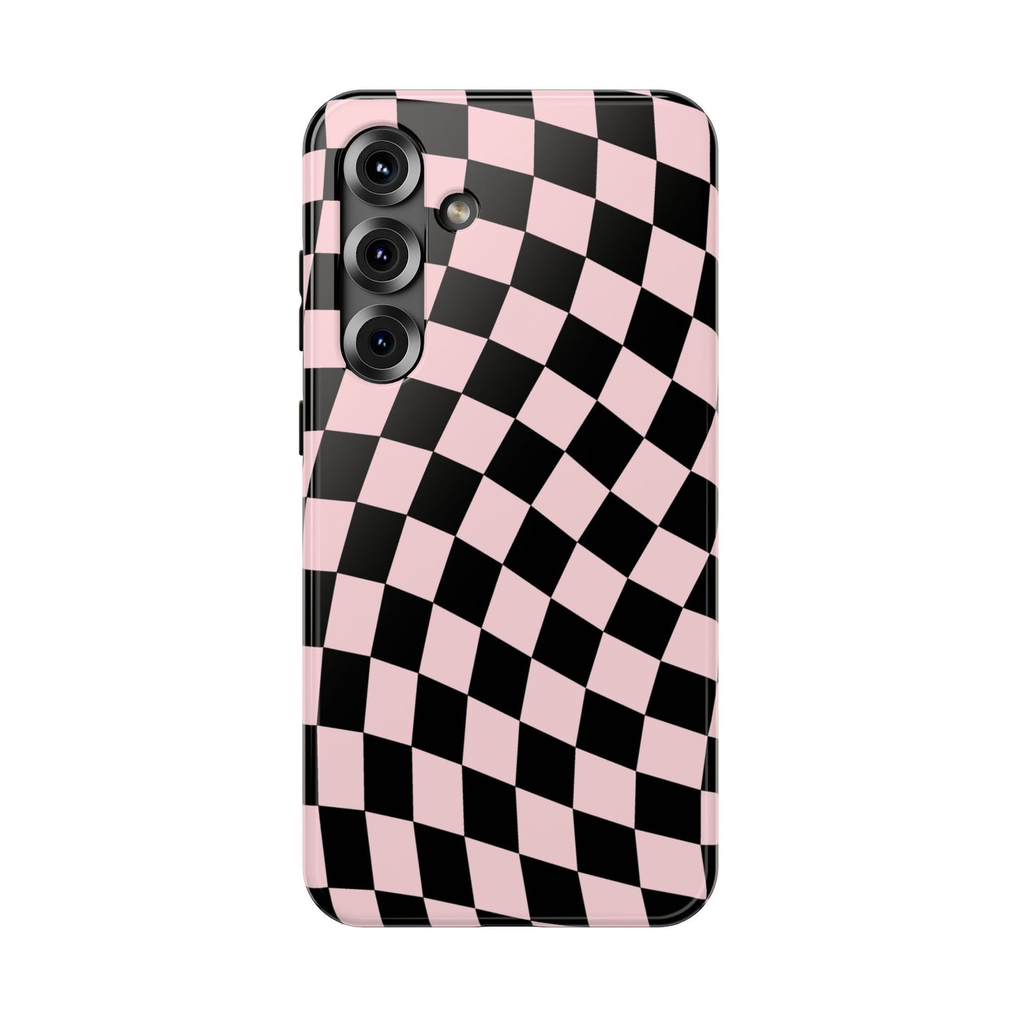 Pink & Black Wavy Checkered Samsung Case
