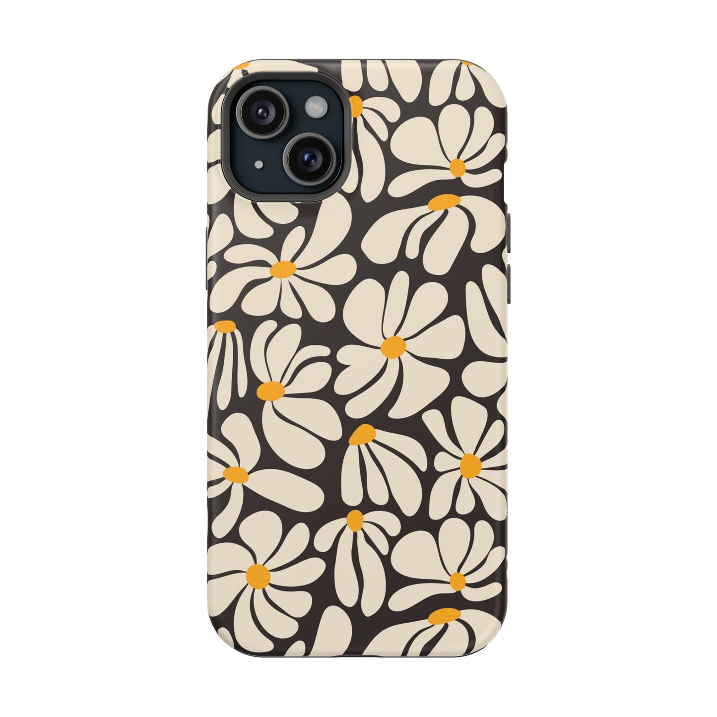 Black Retro Flowers iPhone Case