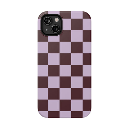 Burgundy & Violet Checkered iPhone Case
