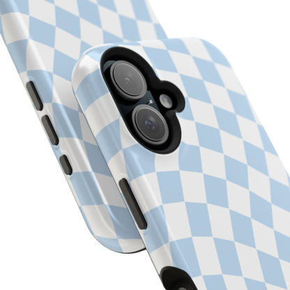 Blue Wavy Checkered iPhone Case