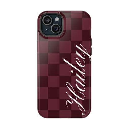 Custom Burgundy Checkered iPhone Case
