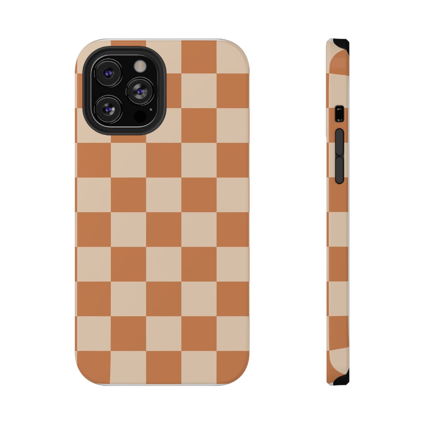 Dark Orange Checkered iPhone Case