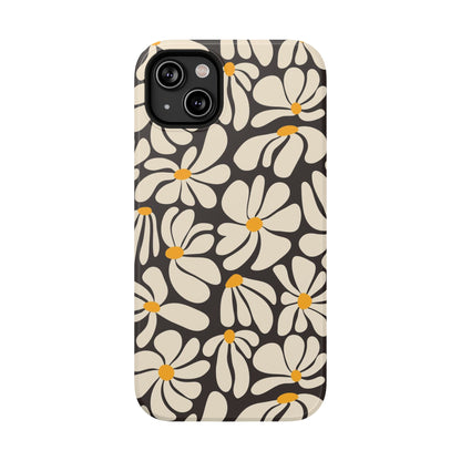 Black Retro Flowers iPhone Case