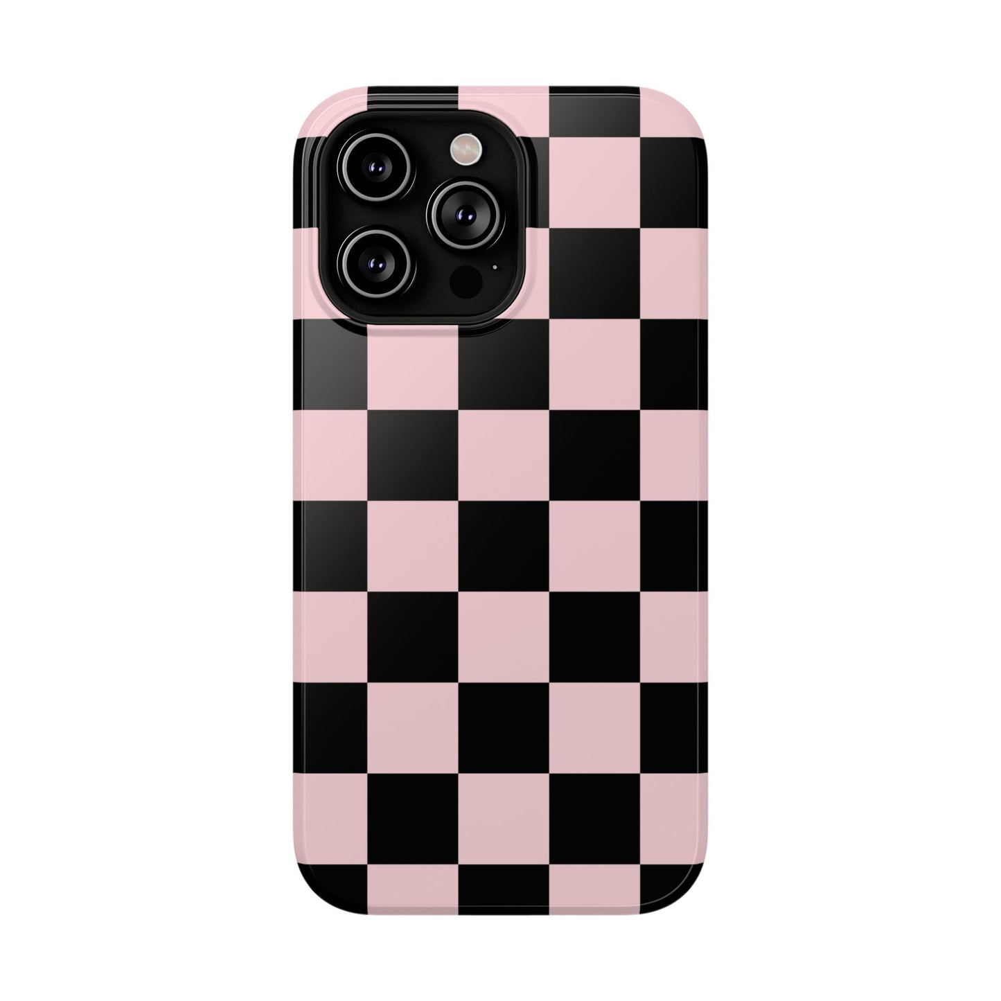 Pink & Black Checkered iPhone Case