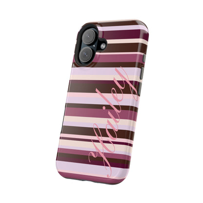 Custom Berry Mocha Stripes iPhone Case
