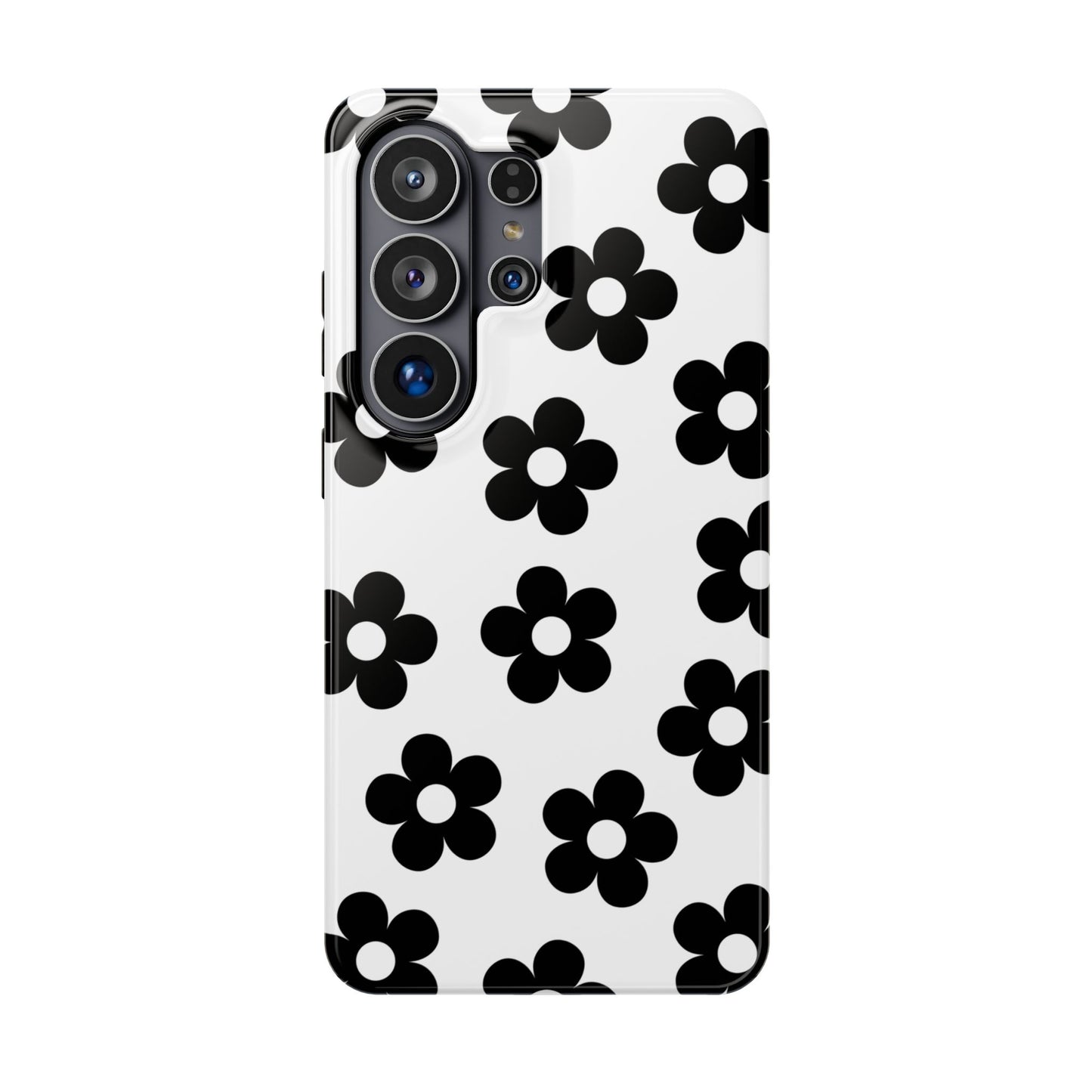 White Retro Flowers Samsung Case