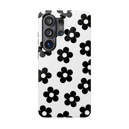 White Retro Flowers Samsung Case