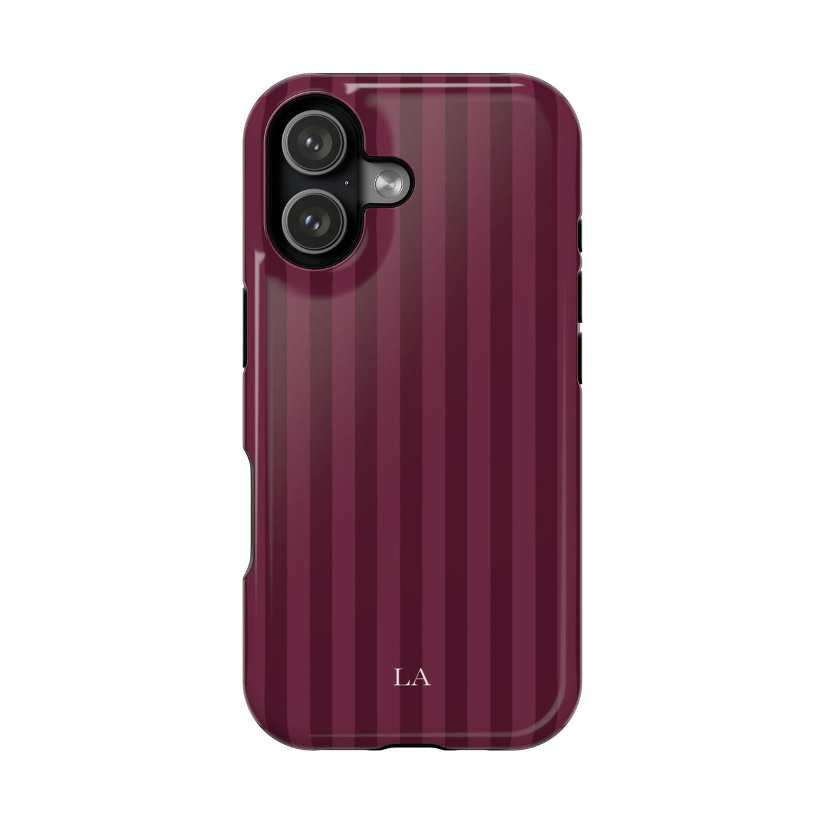 Custom Initials Plum Stripes iPhone Case