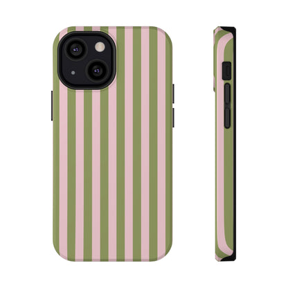 Pink Matcha Stripes iPhone Case