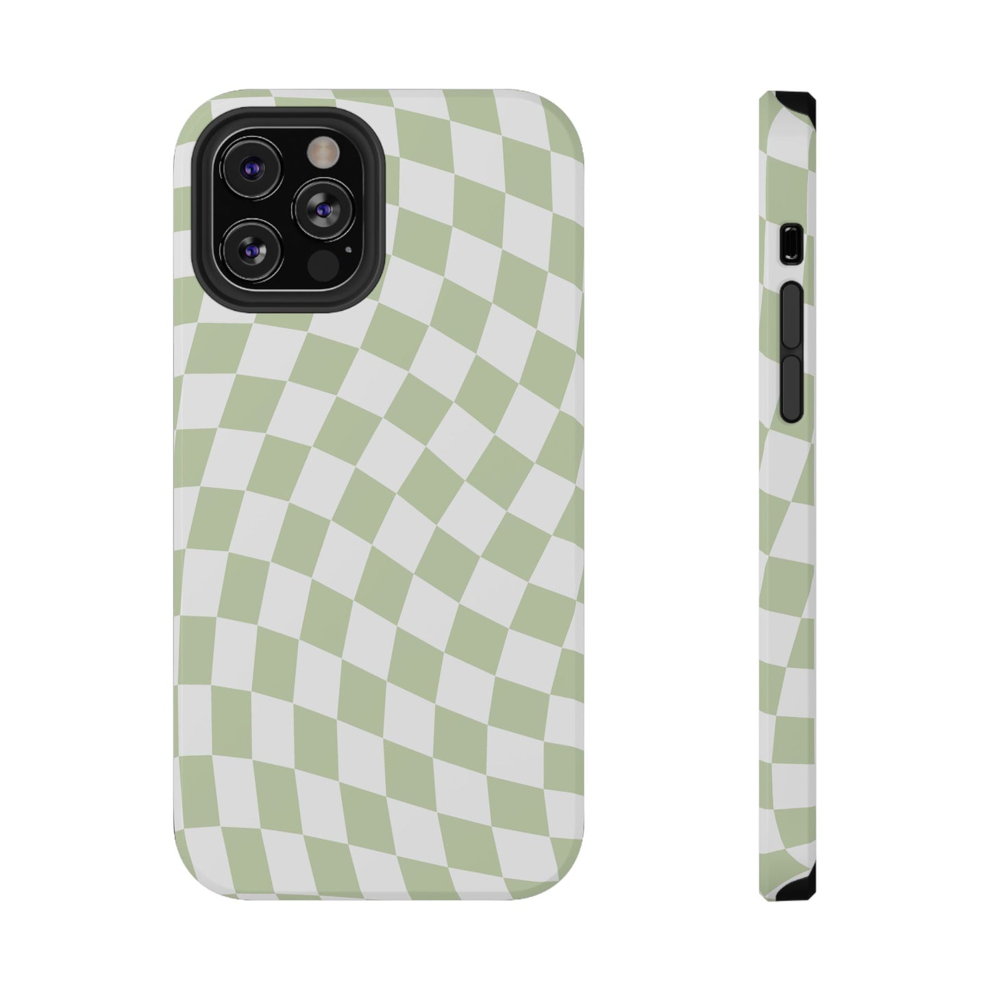 Light Green Wavy Checkered iPhone Case