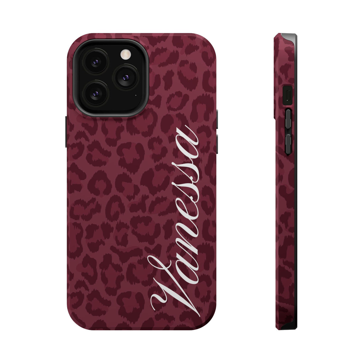 Custom Burgundy Leopard iPhone Case