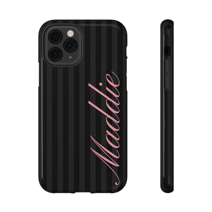 Custom Pink Black Stripes iPhone Case