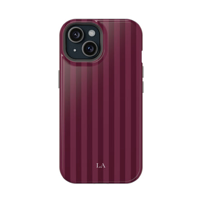 Custom Initials Plum Stripes iPhone Case
