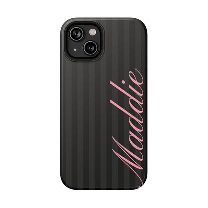Custom Pink Black Stripes iPhone Case