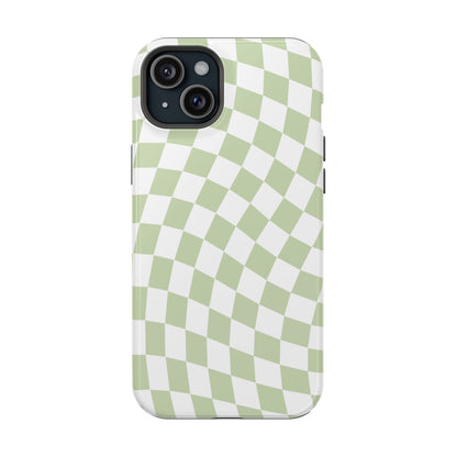 Light Green Wavy Checkered iPhone Case