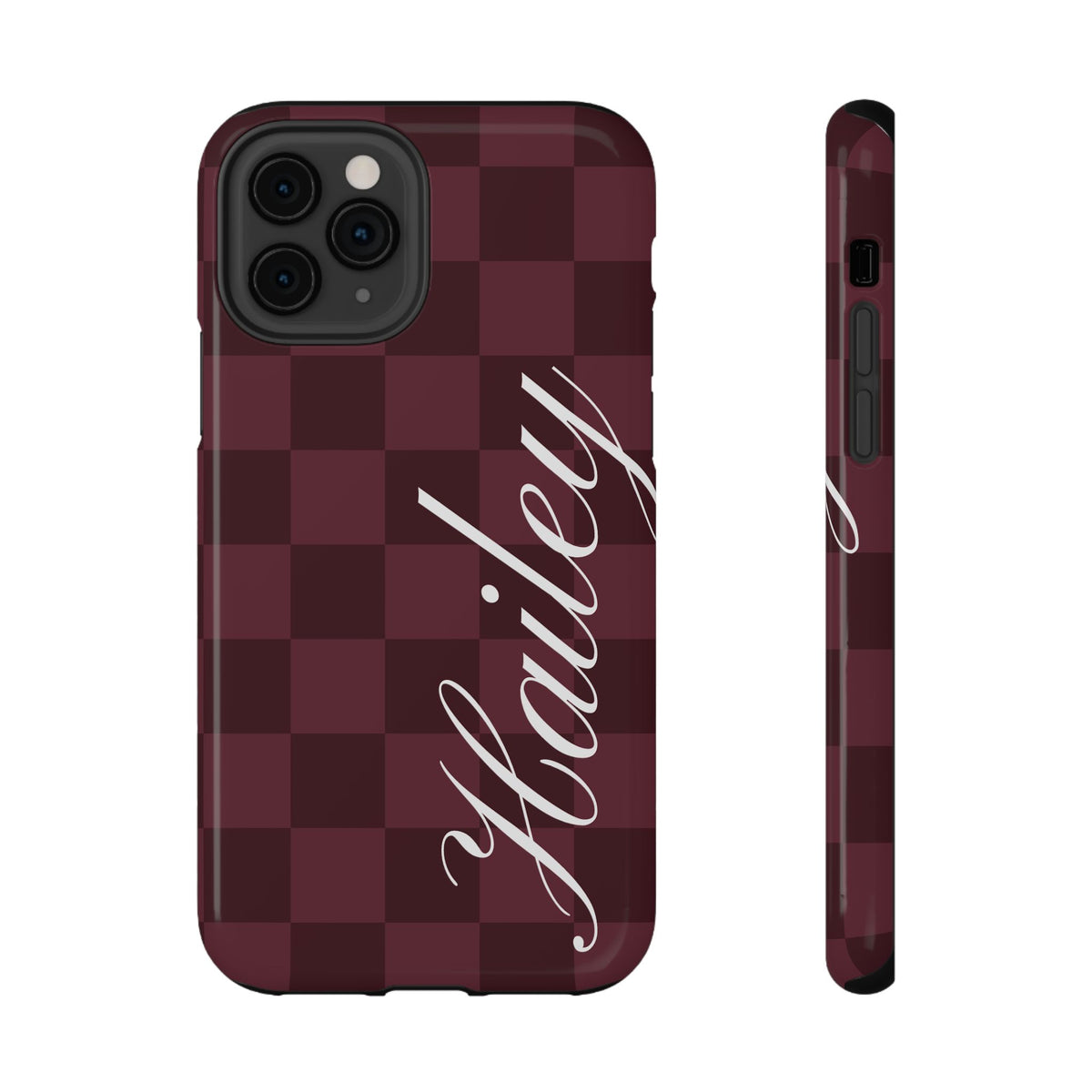 Custom Burgundy Checkered iPhone Case