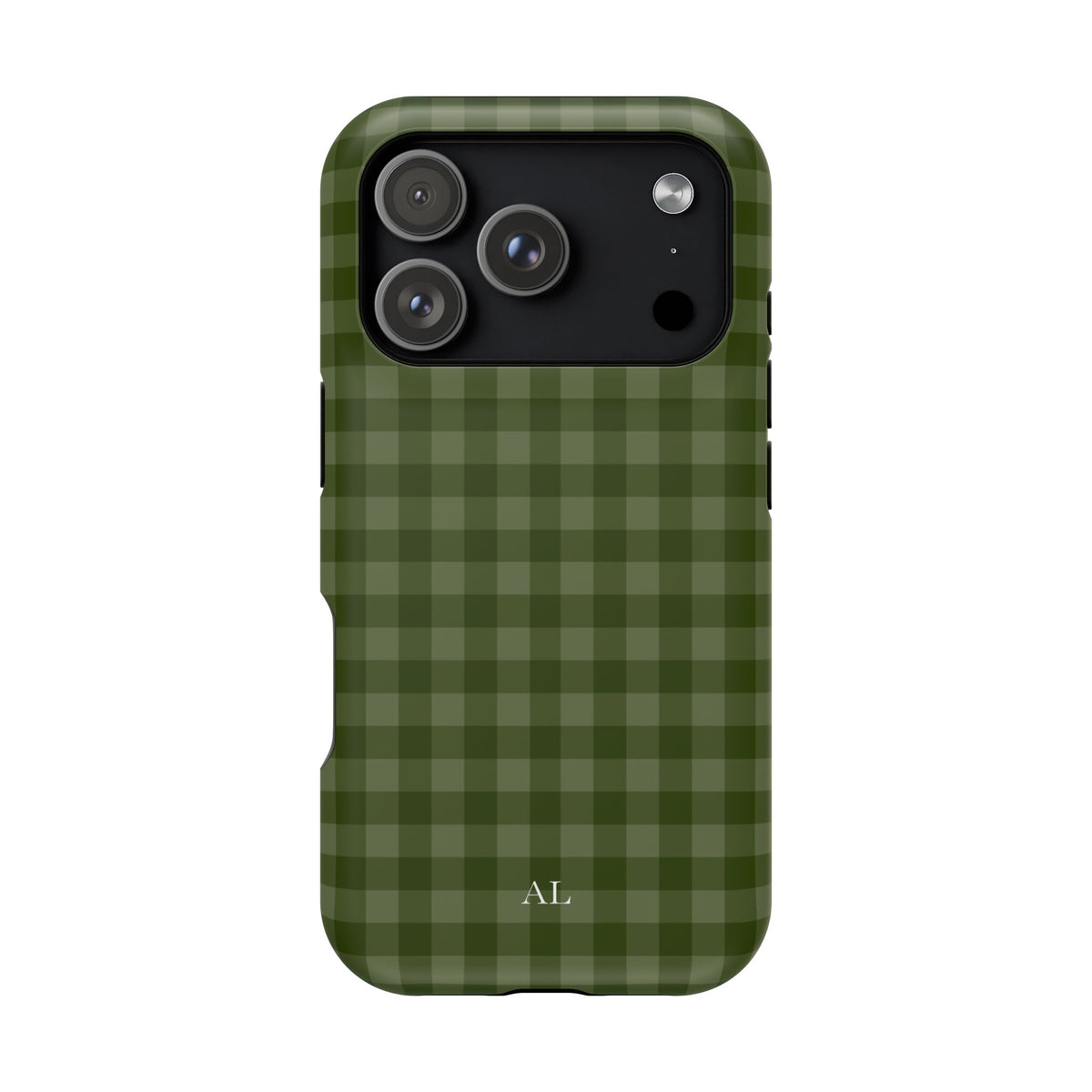 Custom Initials Green Gingham iPhone Case
