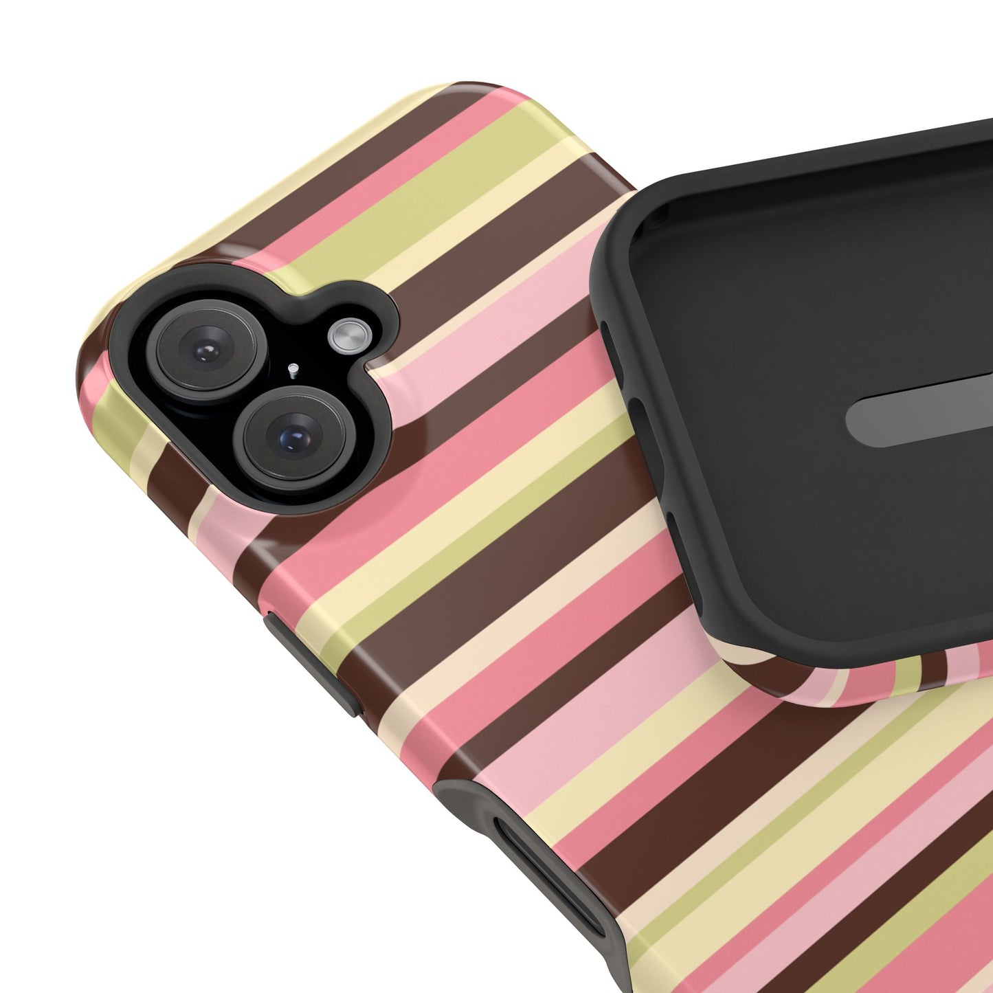 Strawberry Matcha Stripes iPhone Case