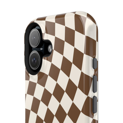 Brown Wavy Checkered iPhone Case