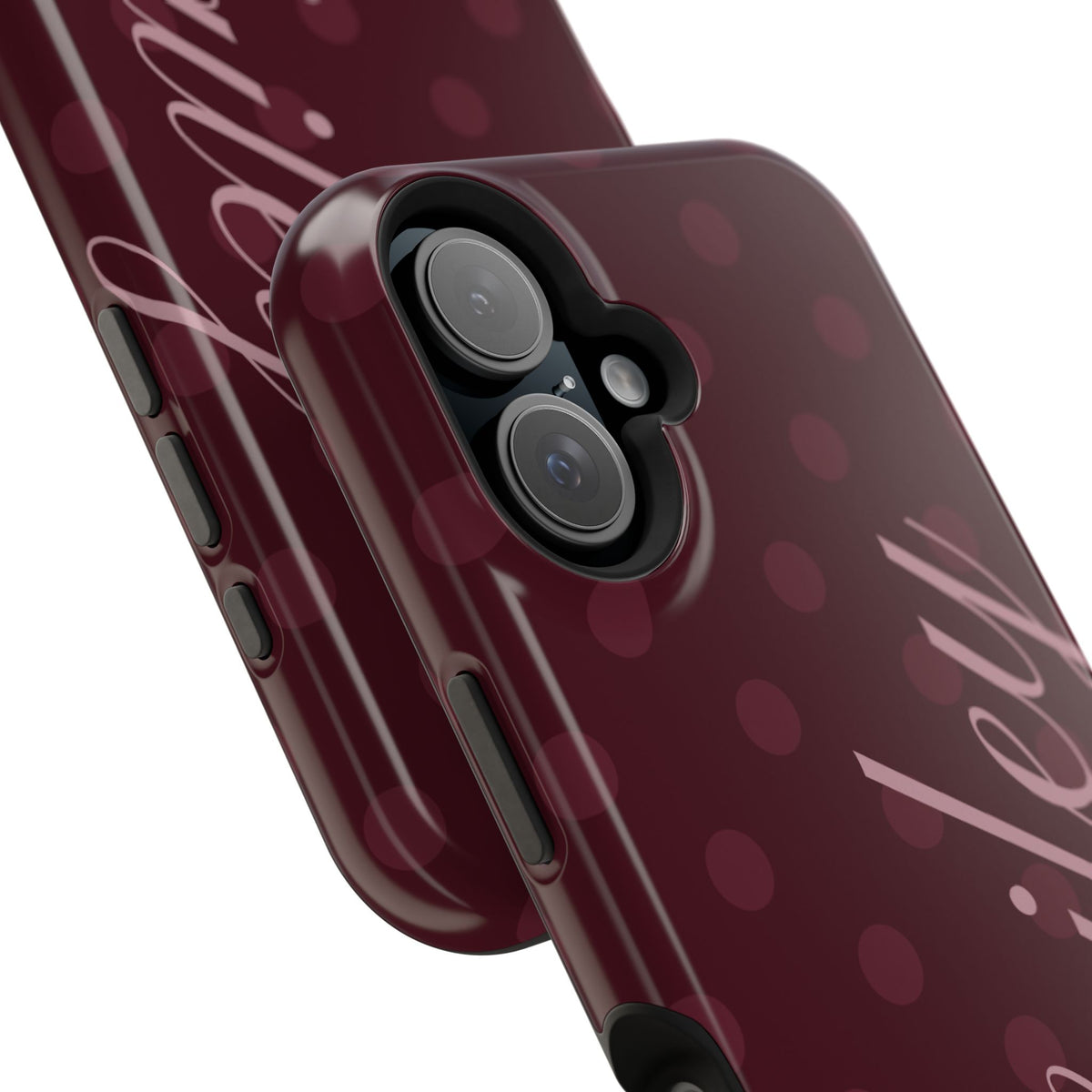Custom Burgundy Polka Dots iPhone Case