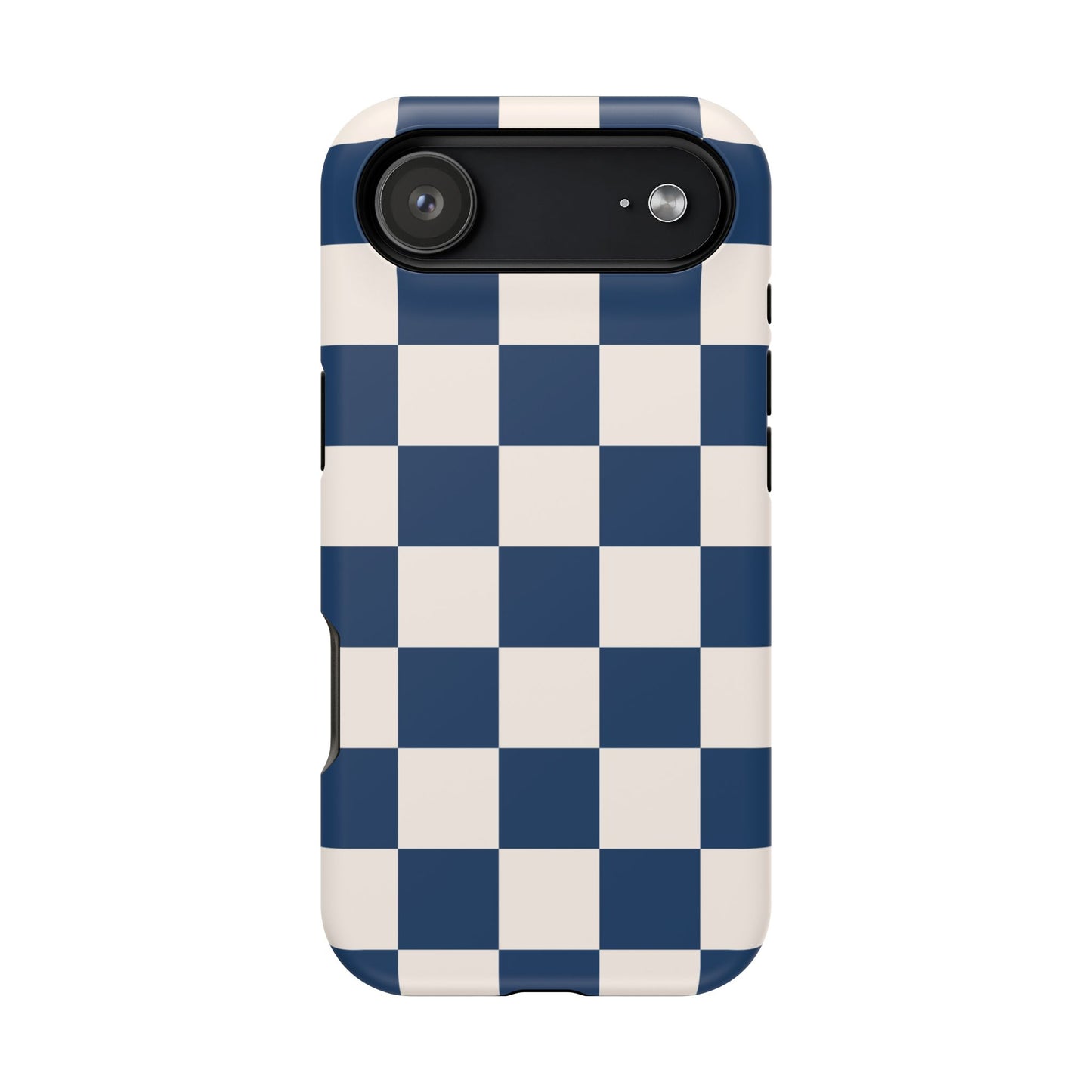 Navy & Beige Checkered iPhone Case