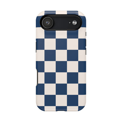 Navy & Beige Checkered iPhone Case