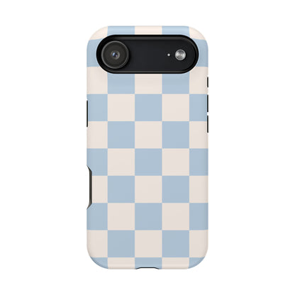 Light Blue & Beige Checkered iPhone Case