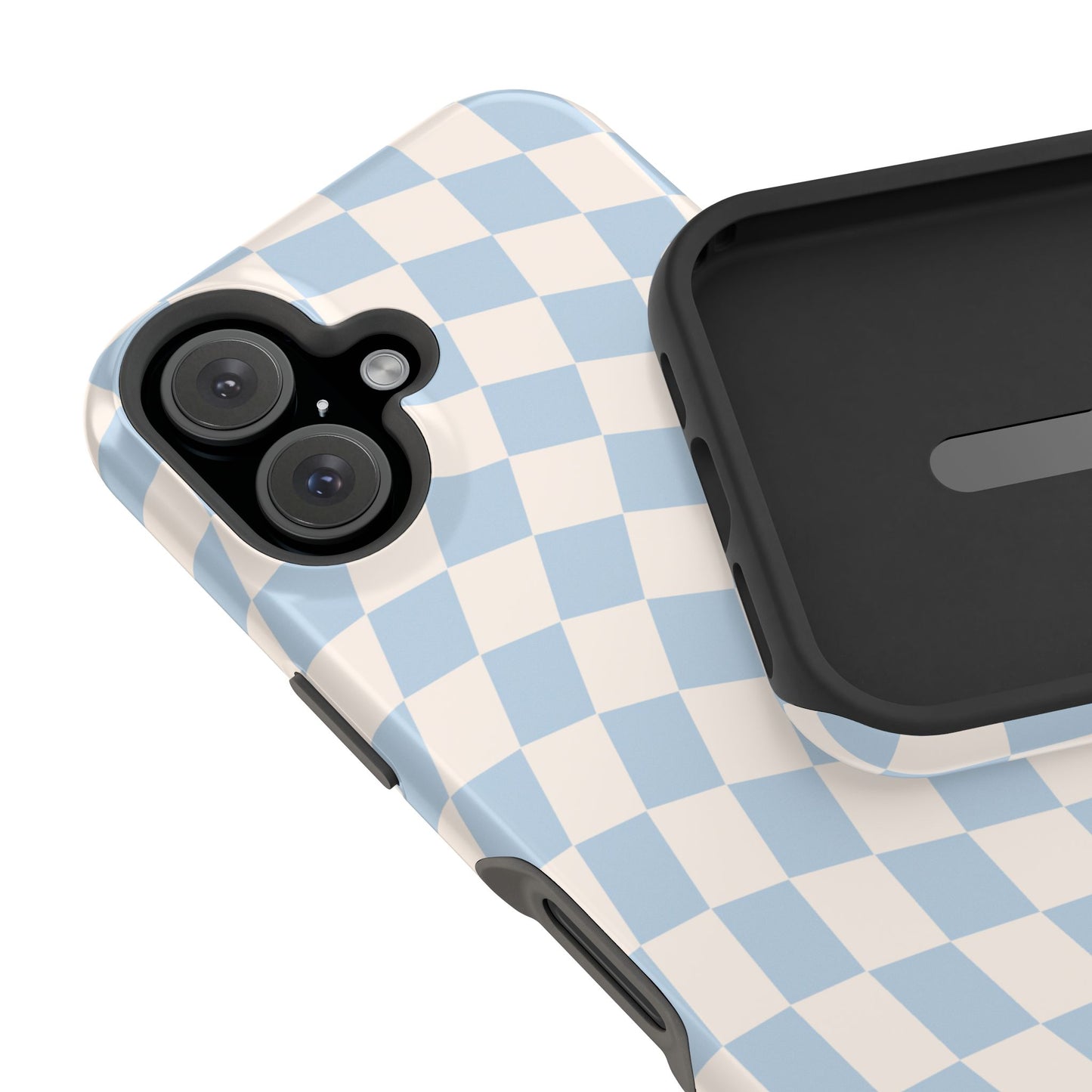 Blue & Beige Wavy Checkered iPhone Case