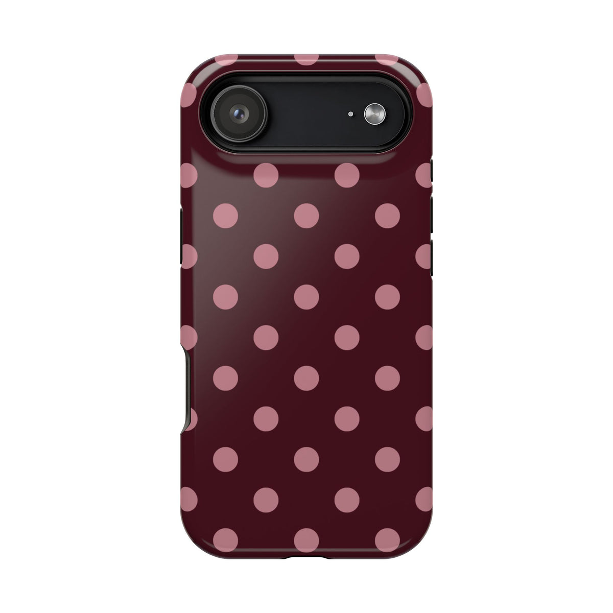 Burgundy & Pink Polka Dots iPhone Case