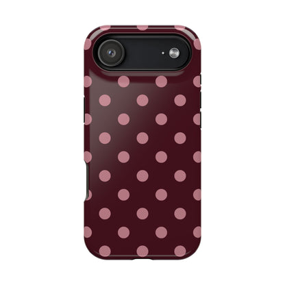 Burgundy & Pink Polka Dots iPhone Case