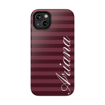 Custom Burgundy Classic Striped iPhone Case