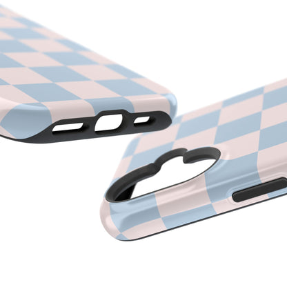Light Pink & Blue Checkered iPhone Case