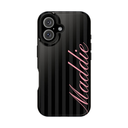 Custom Pink Black Stripes iPhone Case