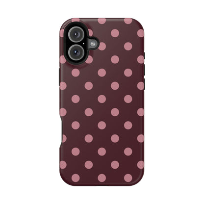 Burgundy & Pink Polka Dots iPhone Case
