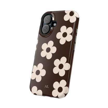 Custom Initials Cocoa Flowers iPhone Case