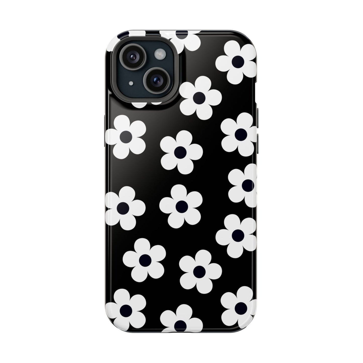Black Retro Flowers iPhone Case