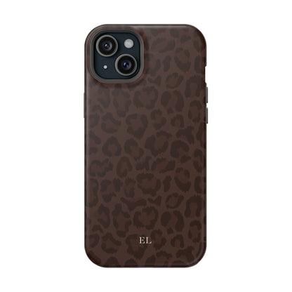 Custom Initials Mocha Leopard iPhone Case