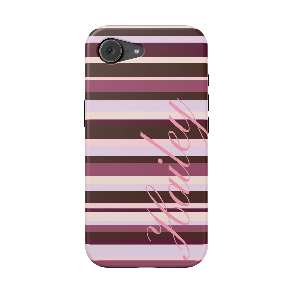 Custom Berry Mocha Stripes iPhone Case