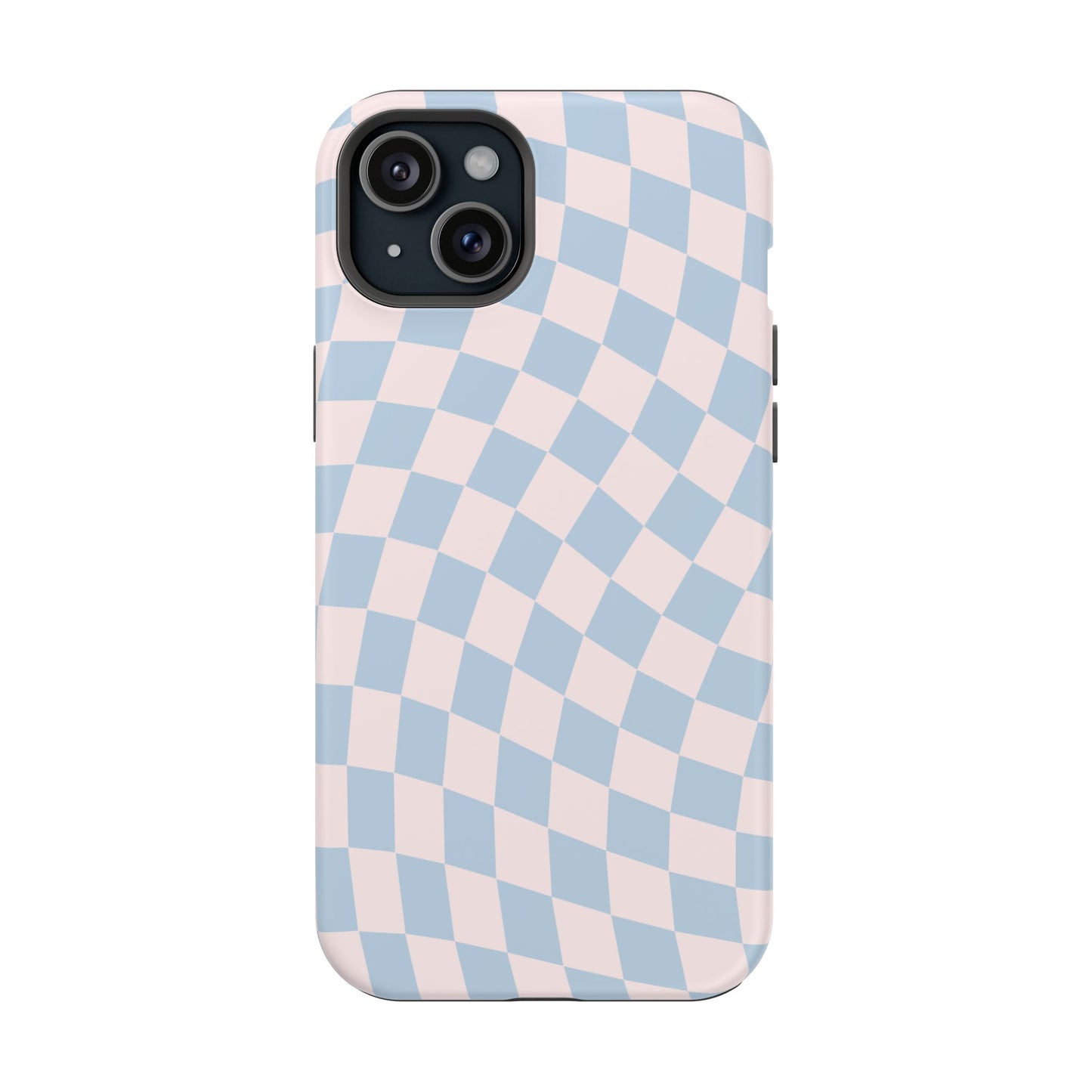 Pink & Blue Wavy Checkered iPhone Case