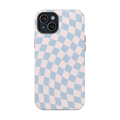 Pink & Blue Wavy Checkered iPhone Case